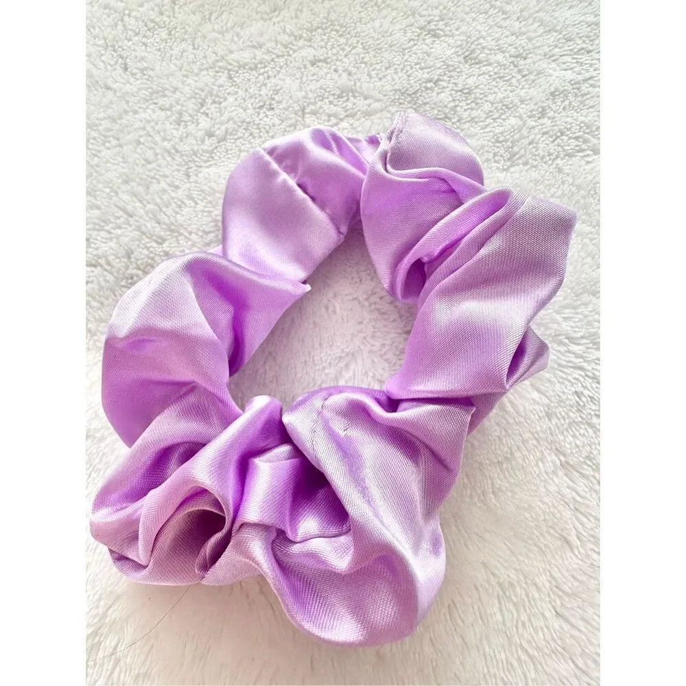 Light purple color satin hair scrunchie